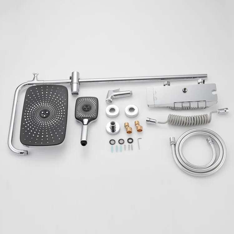 Button Concealed In Wall Shower Set Thermostatic Bathroom Rainfall