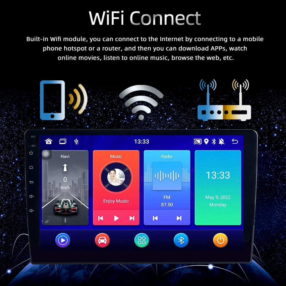 Factory Cheap Price EQ FM Radio Mirror Link GPS Wifi SWC BT Android 10 MP5 2 Din 9 Inch Car MP5 Players