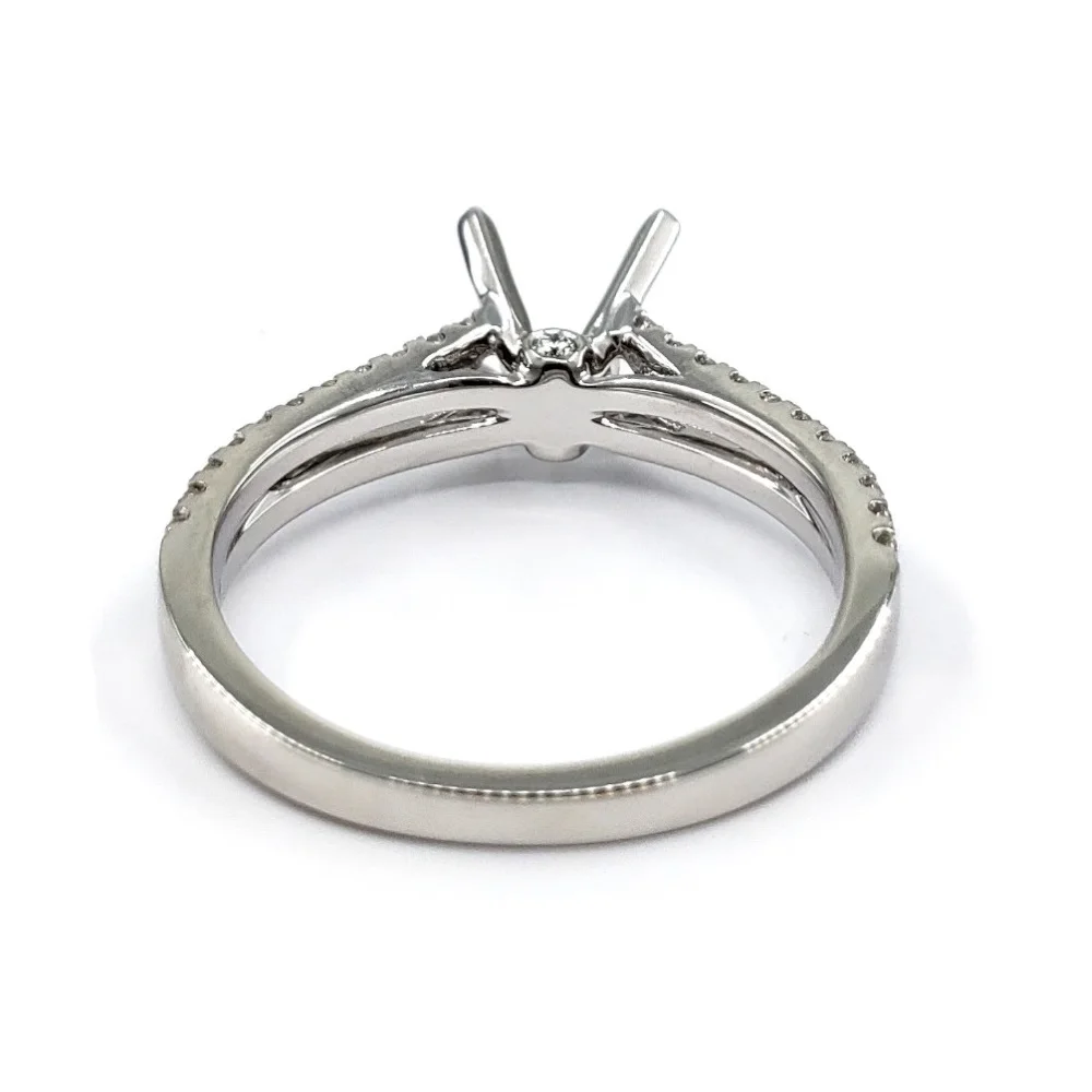 Anel de Noivado Semi-Montado em Ouro Branco Sólido 14K com Diamante Real  para Mulheres, Festa de Casamento/Aniversário, image size:1000x1000