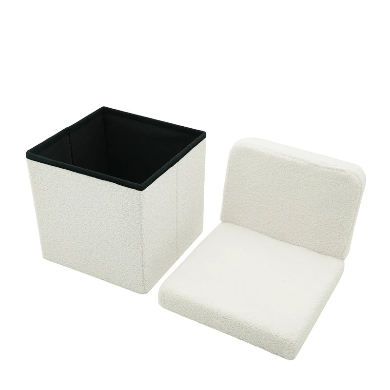 Kids Toy Folding Storage Stool Foldable Ottoman Storage Back-rest Chair