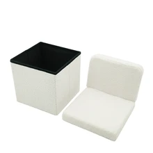 Kids Toy Folding Storage Stool Foldable Ottoman Storage Back-rest Chair