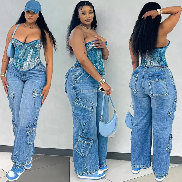 2025 Factory Wholesale Sexy Loose Short Sleeve Women's Jeans Women's Pure Denim Jeans