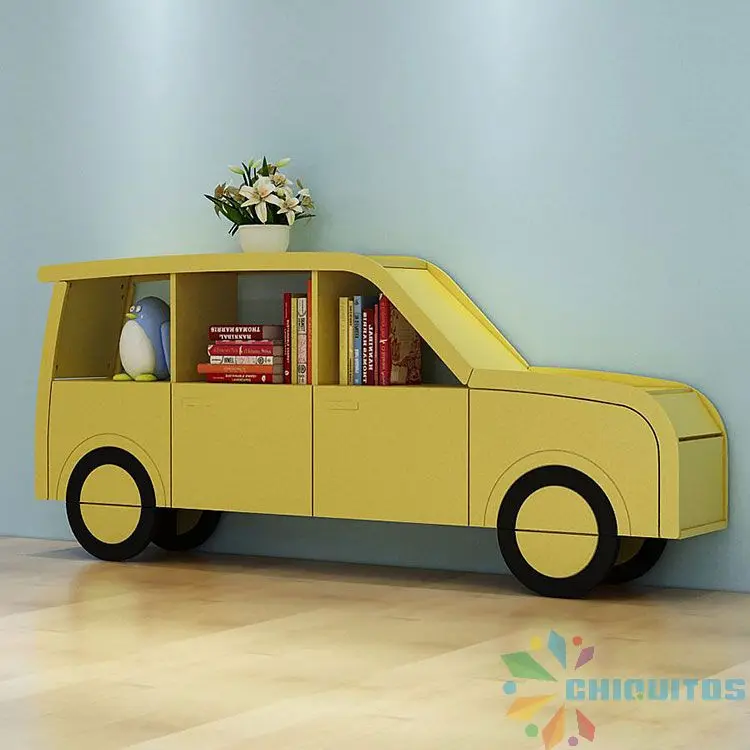 Chiquitos Modern Wood Panel Storage Cabinet Kids Toy Car Theme Bookshelf Home Furniture