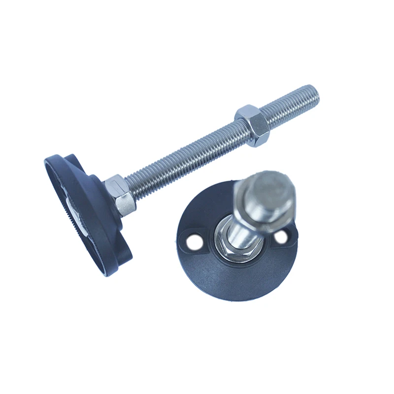 J.W 60mm Thread Length Inc. M10 x 1.5 Thread Size Winco 440.1-80-M10-60-KR Series GN 440.1 Carbon Steel Leveling Feet with Fixing Lug and Plastic Base Cap 80mm Base Diameter Metric Size Zinc Plated and Blue Passivated Finish 