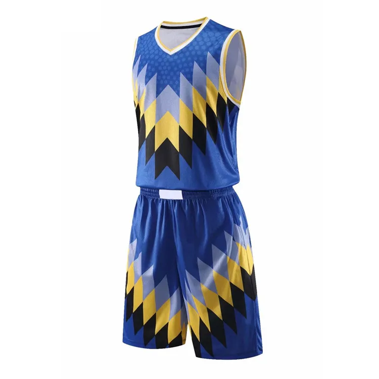 OEM ODM Uniformes De Basketball Para Mujeres Джерси синяя и желтая пустая Двусторонняя баскетбольная форма