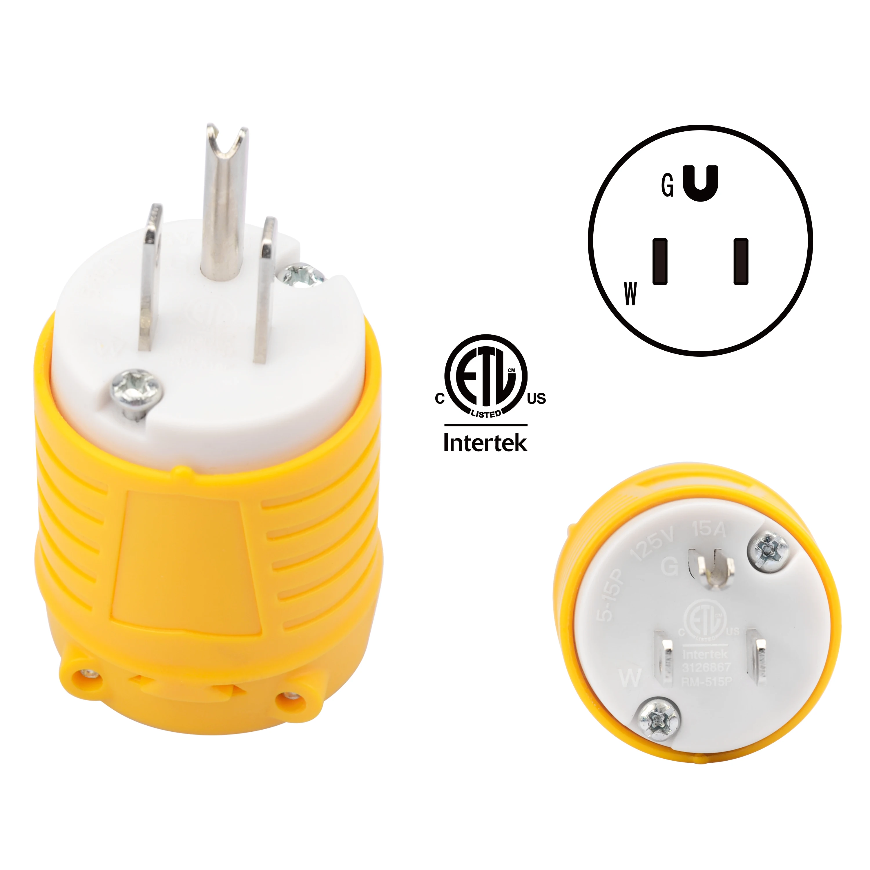Extension Cord Ends Male And Female 15 Amp 125 Volt Replacement Plug