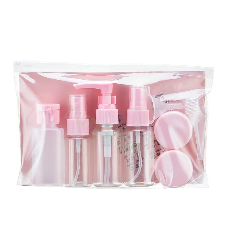 Saldi Caldi Bottiglia di Plastica per Viaggio Bottiglia di Lotion Bottiglia di Profumo Flacone da Toccare Borsa per Trucco Set da 11 Pezzi