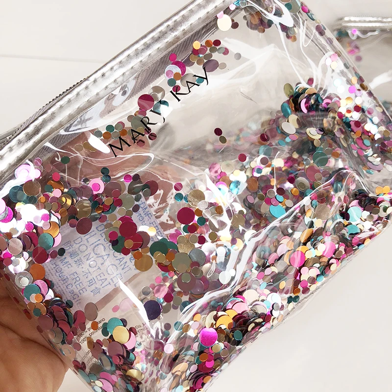 Customize Reusable Pvc Made Colorful Glitter Clear Confetti Bags