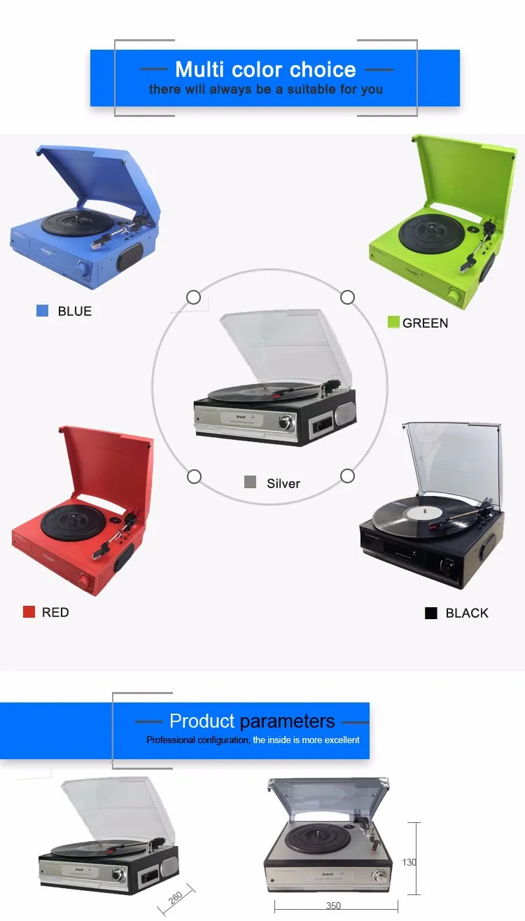 Vinyl Turntable Record Player LP Disc BT Gramophone Phonograph