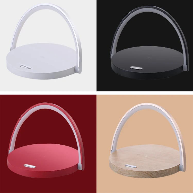 Universal 10W Fast Wood Multi Table Qi Led Light Lamp Phone Bracket Mobile Holder Wireless Phone Chargers With Lamp