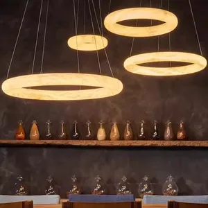 Factory Wholesale New Natural Marble Chandeliers Dimmable Circular Lighting Fixtures ETL Certified Elegant Pendant Lights
