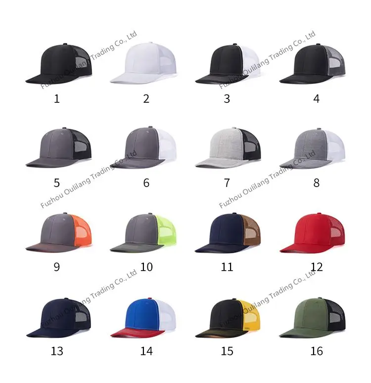 Wholesale Factory Custom 6 Panel Richardson Style 112 Mesh Blank Black ...