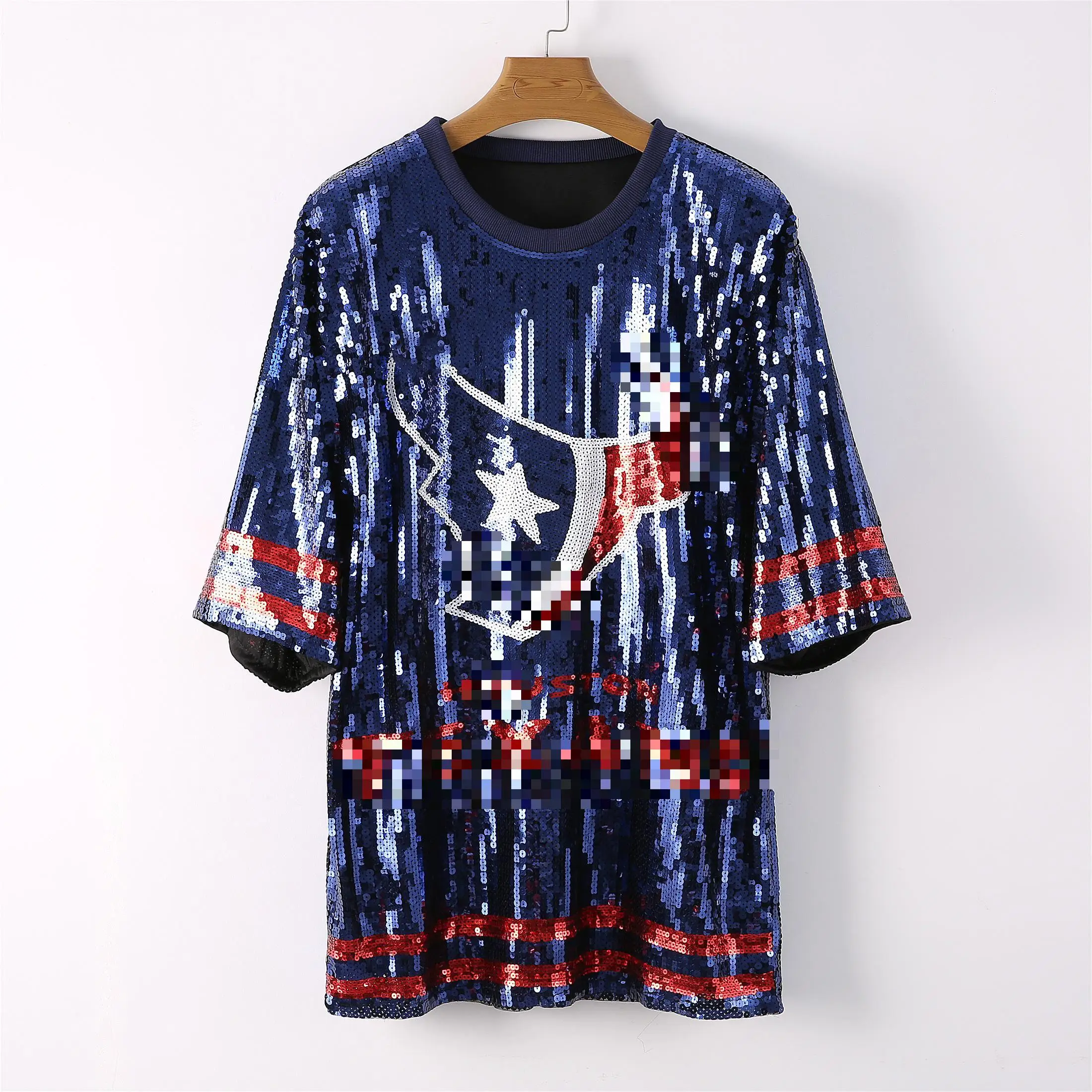 Sequin Jersey Dress White Red Blue for Houston Attire Women Texan