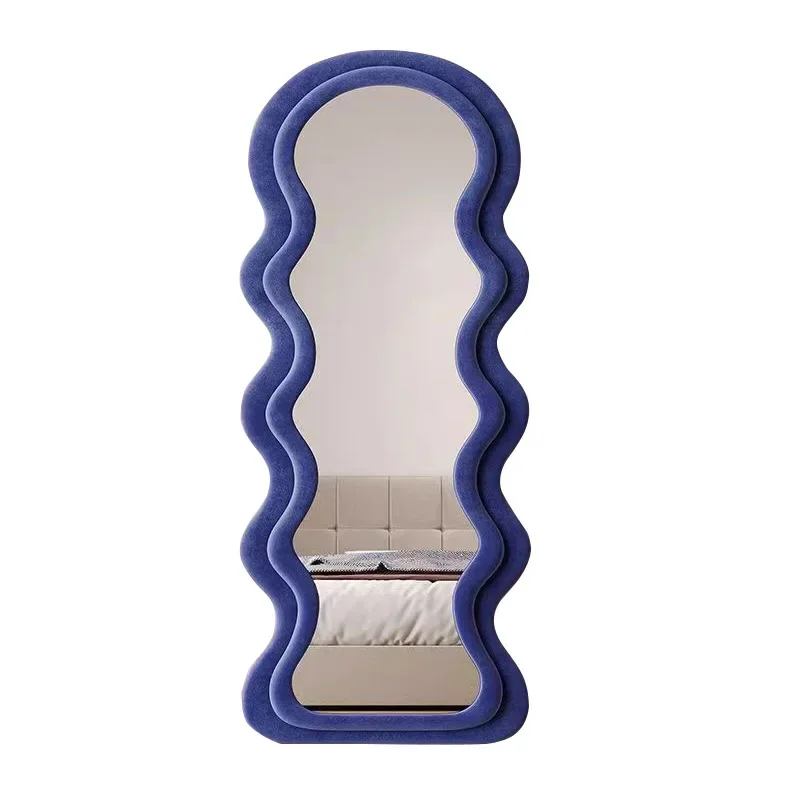 product modern design large size full length mirror wavy irregular flannel dressing mirror-3