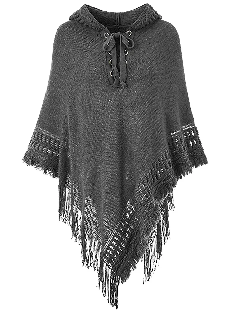 Fashion Woman Clothing Winter Knitted Patterns Crochet Handmade Sweater Poncho