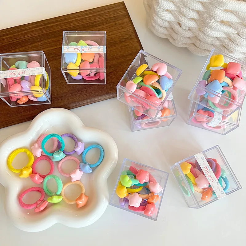 Colorful Candy Knocker Ball Hair Ties Bobbles 1box 10 Pieces Ponytail Holder with Balls for Kids