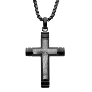 Tizti Meteorite Customized Black Plated Stainless Steel  Cross Pendant for Men-Gift Jewelry