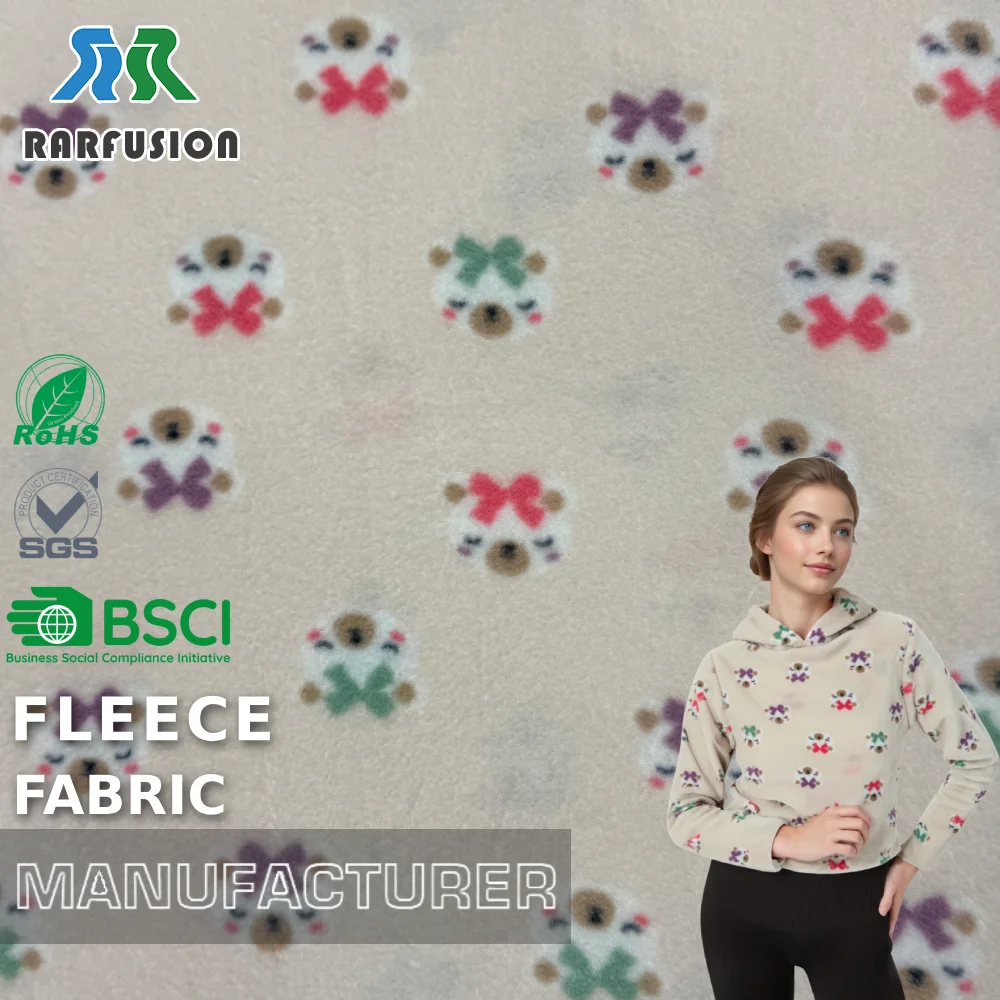 Tessuto in pile polarizzato con stampa animale in tonalità naturali per fodera cappuccio del hoodie