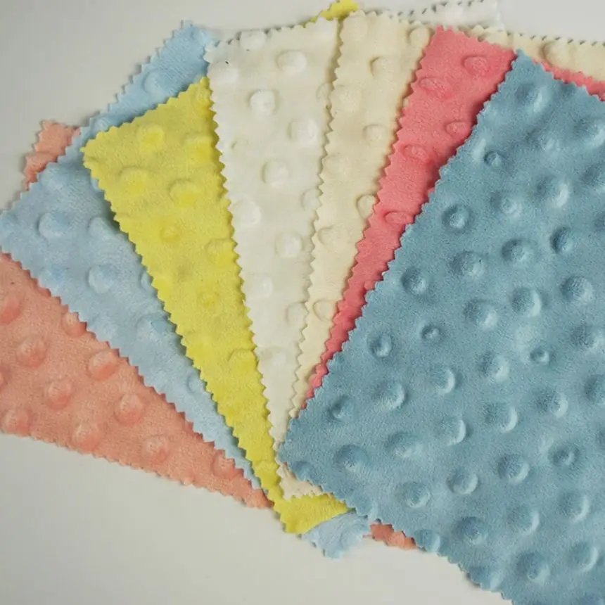 Wholesale Custom Color Design Super Soft Polyester Soft Velboa Fabric Dot Minky Fabric for Blanket