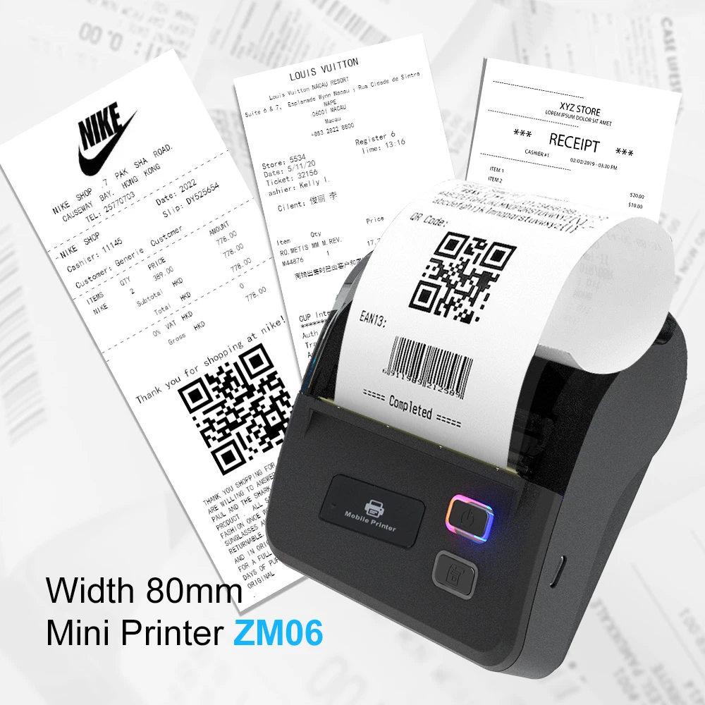 Inkless Mini Portable Thermal Receipt Ticket Pos Bill Printer for Small Business bluetooth Wifi Printer