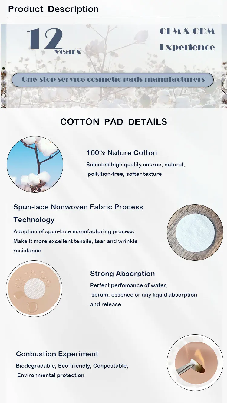 80gsm 100 Viscose Oem Reusable Lintfree Cotton Pads Household Natural