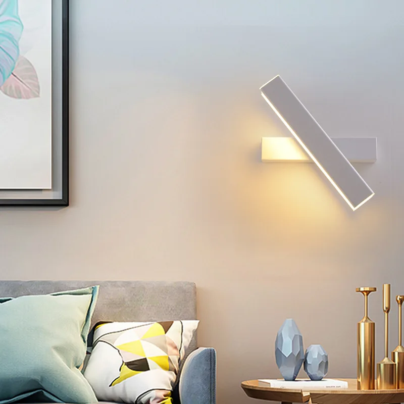 Nordic creative led bedside lamp simple modern bedroom corridor aisle wall rotating wall lamp