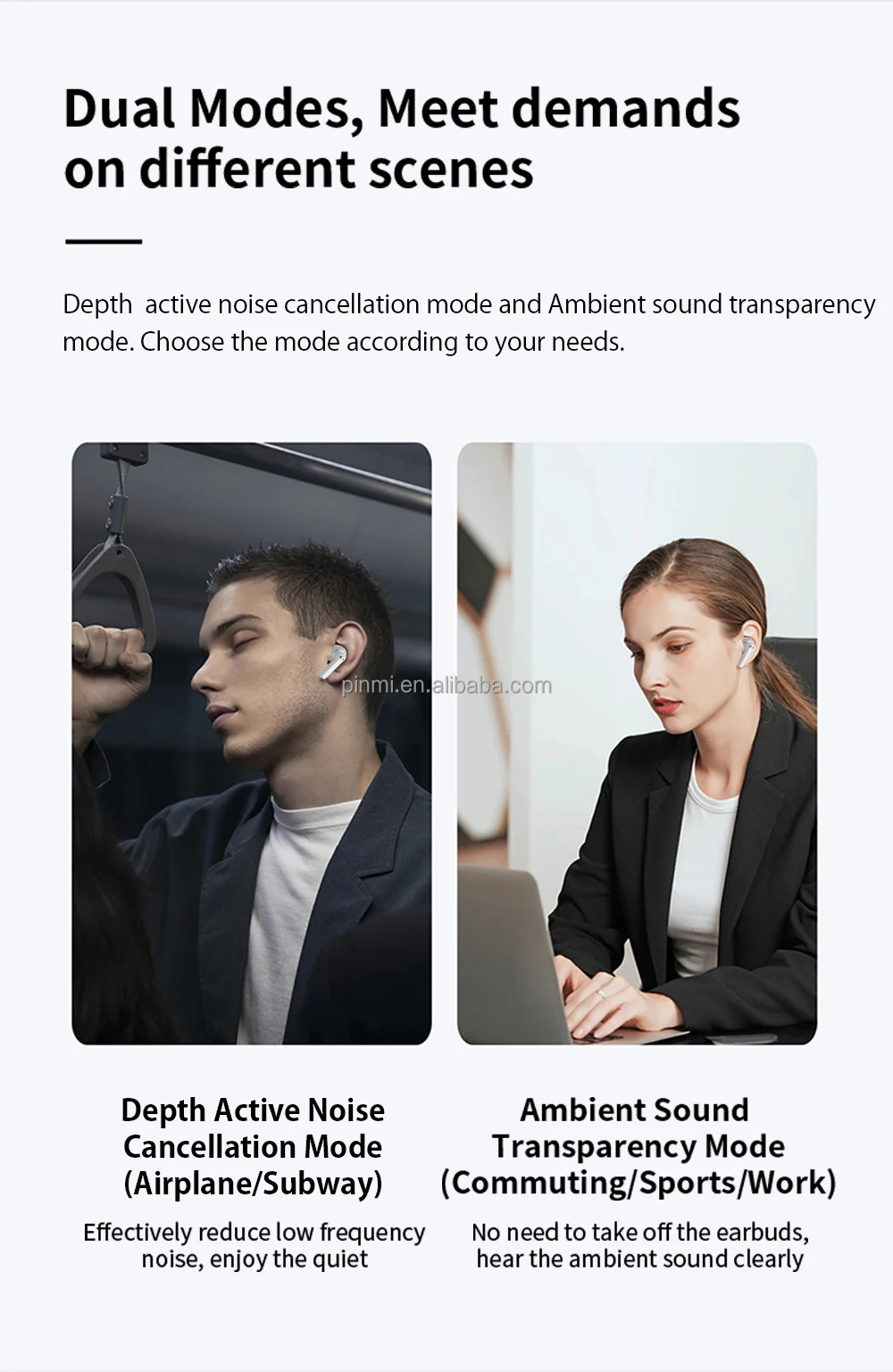 Factory Private JL Chipset ANC+ENC Wireless for 5.4 In-Ear Gaming Earbuds with IPX4 Waterproof and 36h Battery Life