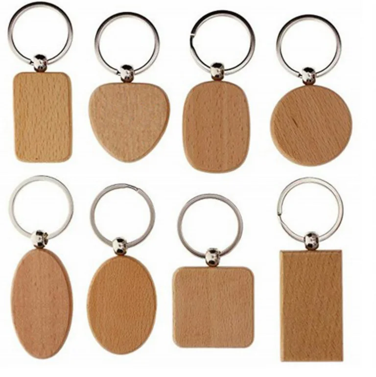 In Stock Blank Key Chain Cheap Custom Personalized Funny Cute Design Olive Wood Carving Couple love Keychain