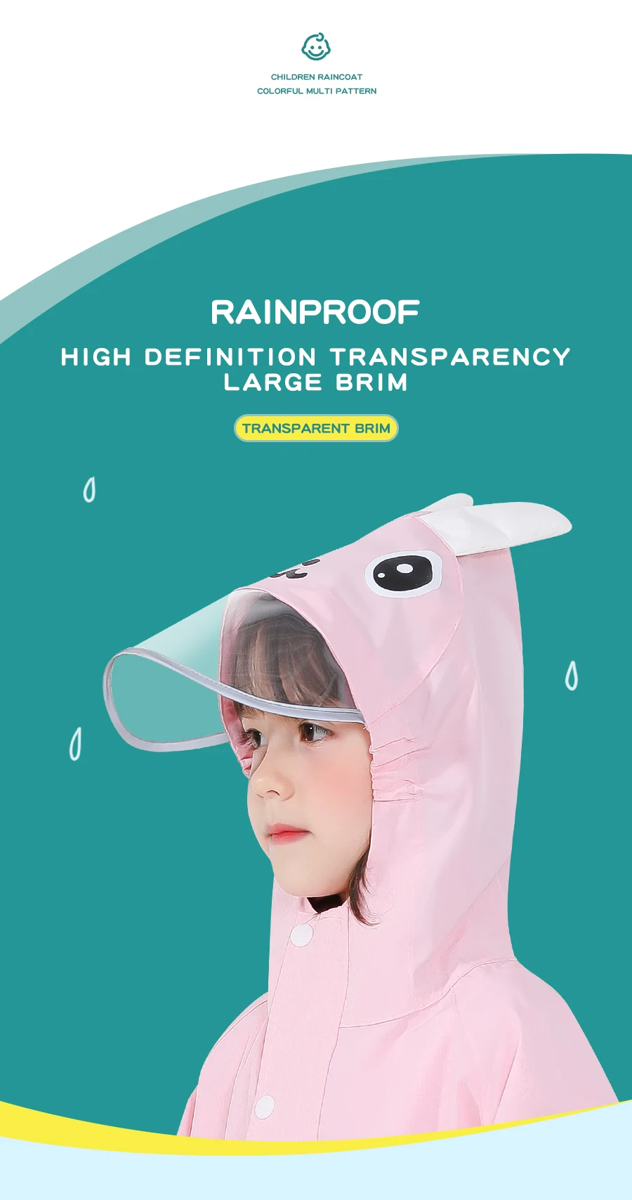 Back to school waterproof raincoat cartoon print raincoats with schoolbag children's rain coat for kids students supplier