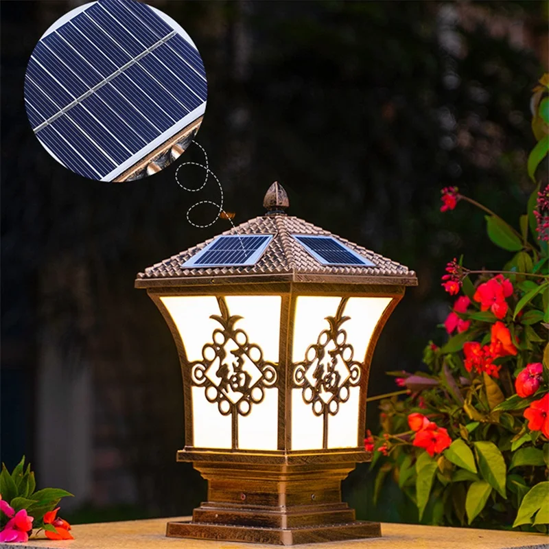 Dropshipping Outdoor Classical Lights Waterproof Aluminum Pillar Fixtures Garden Cast Iron Post Lamp