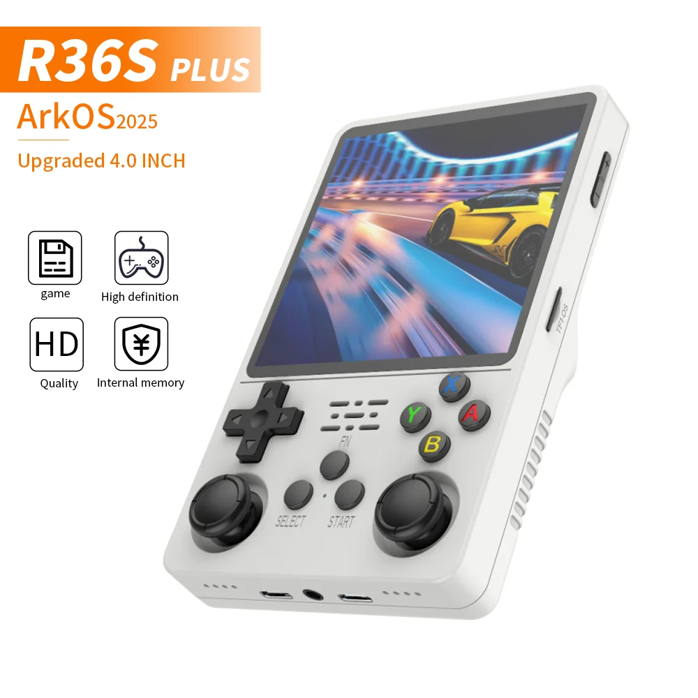 R36S Plus ハンドヘルドゲームコンソール 64GBメモリ内蔵15000ゲーム搭載