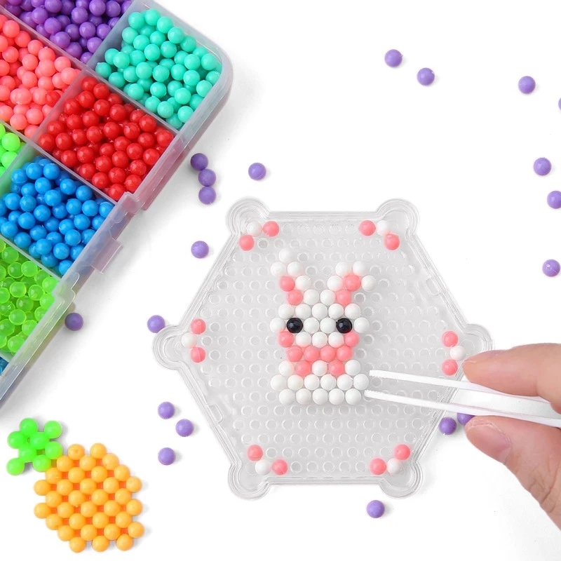 Water Fuse Beads DIY Set Pearl Box Pegboard Game Kit Tools
