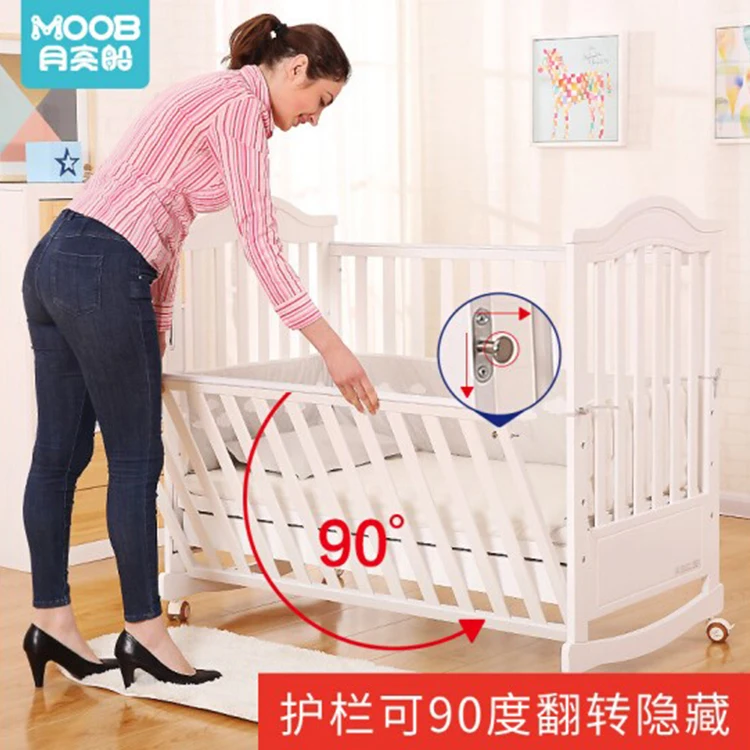 Новый дизайн, детская кроватка из твердой сосновой древесины для безопасности, детская кроватка для младенцев