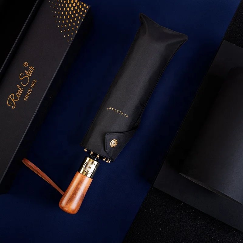 RST High Quality Wood Handle Big Size 10 Ribs Fold Man Umbrella