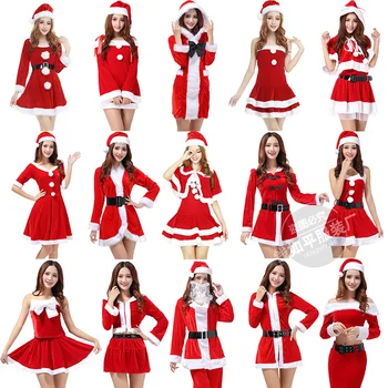 Women's Christmas Costume Long Sleeve Dress Party Show Sexy Ladies Santa Claus Costume