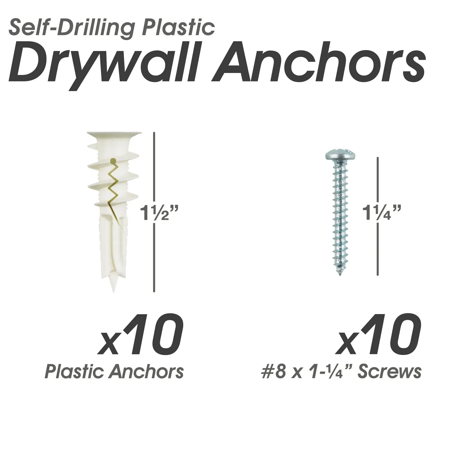 Metal Drywall Anchor Reviews For #8 Self Drilling Drywall Plastic Anchors  With Screws - No Pre Drill Hole Preparation Heavy Duty Drywall Anchor