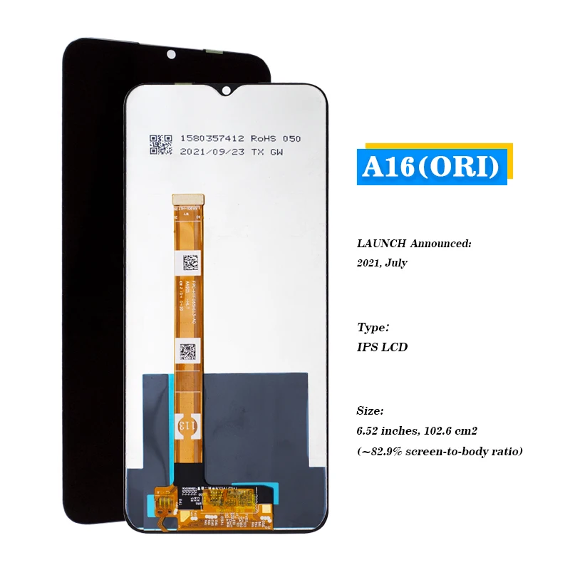 Écran LCD + Vitre Tactile Sur Châssis Pour Oppo A16 - Noir - Neuf