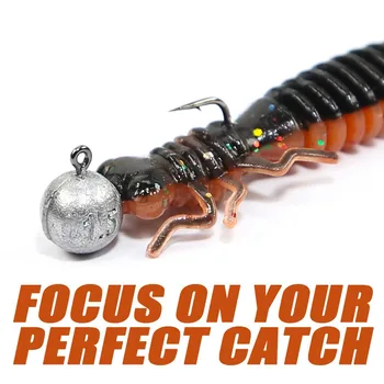 10-Piece Micro Lead Head Hooks Set for Bass Fishing Anti-Snagging Lure Hooks with Soft Bait Ocean Beach Use – Soft Lure – view 5