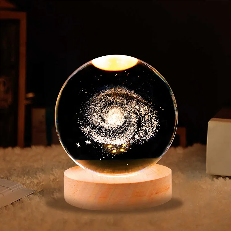 3d Art Crystal Ball Night Lamp Luminous Crystal Ball Decoration Solar ...