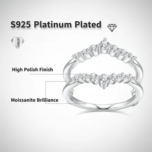 Crown S925 Sterling Silver Rings Set Moissanite Sparkly Stacking Rings Plated Platinum No Tarnish Custom Unisex Trendy Wedding
