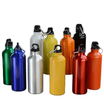 Wholesale Cheap Custom Wrap Logo Aluminum Water Bottle 500ml 750ml 1000ml Aluminum Bottle with Carabiner for Promotions