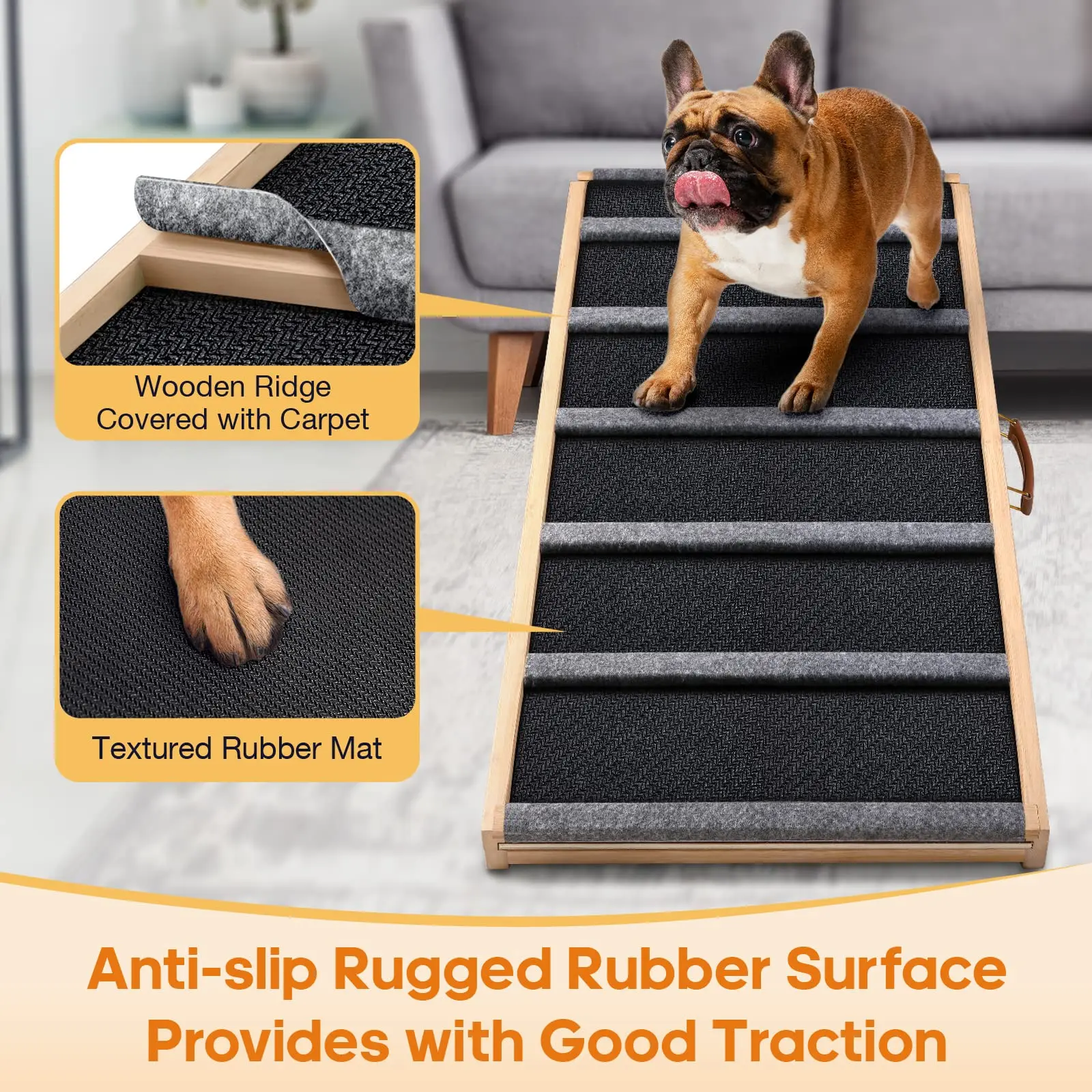 Zmaker Adjustable Dog Ramp - Durable & Non-Slip Pet Stairs