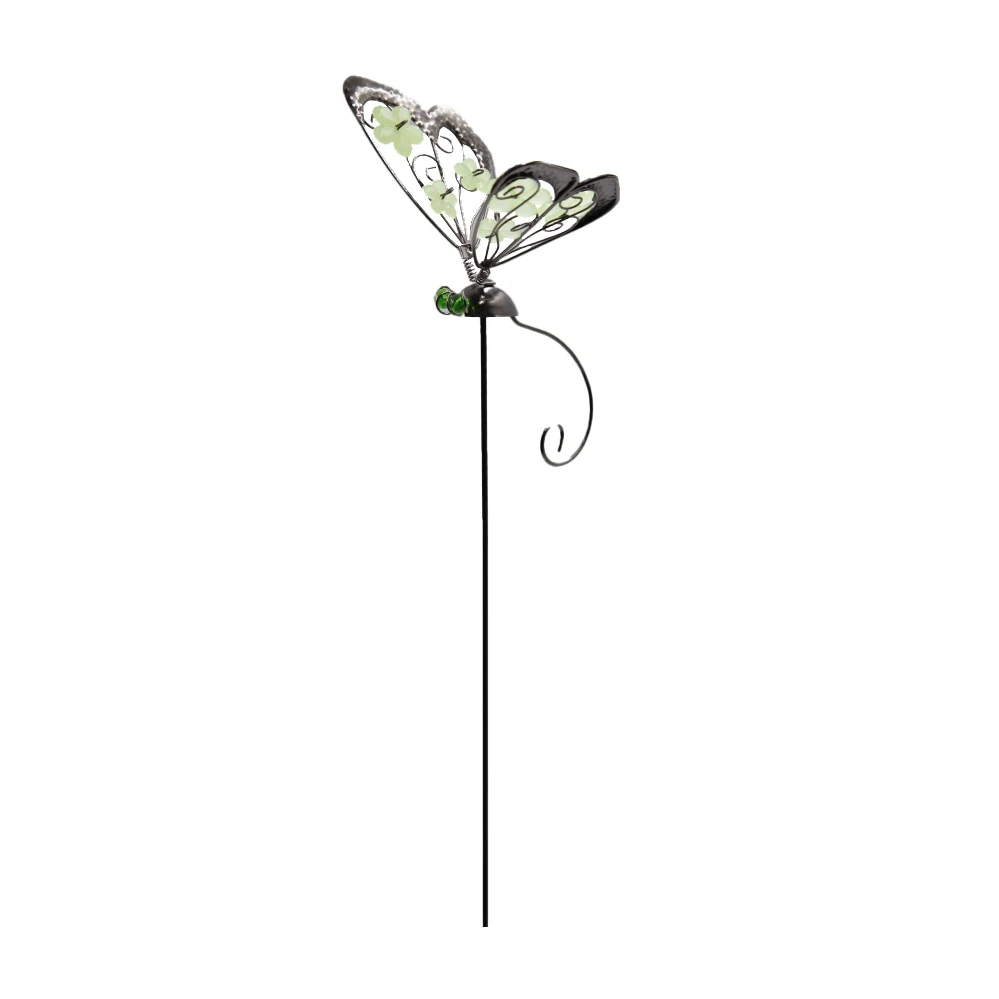 Butterfly glass eyeballs glow in dark metal connected Butterfly metal  stakes for outdoor lawn  