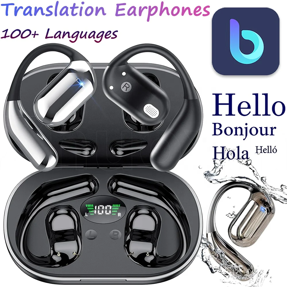 YYK-Q16 New Upgrades Real-Time Voice Translation Earbuds OWS Sports Wireless Earphones Support Audio and Video Call Translation