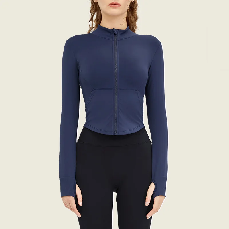 Autumn Winter Yoga Clothing Breathable for Tight Slimming Zipper Stand Collar Sports Jac preview
