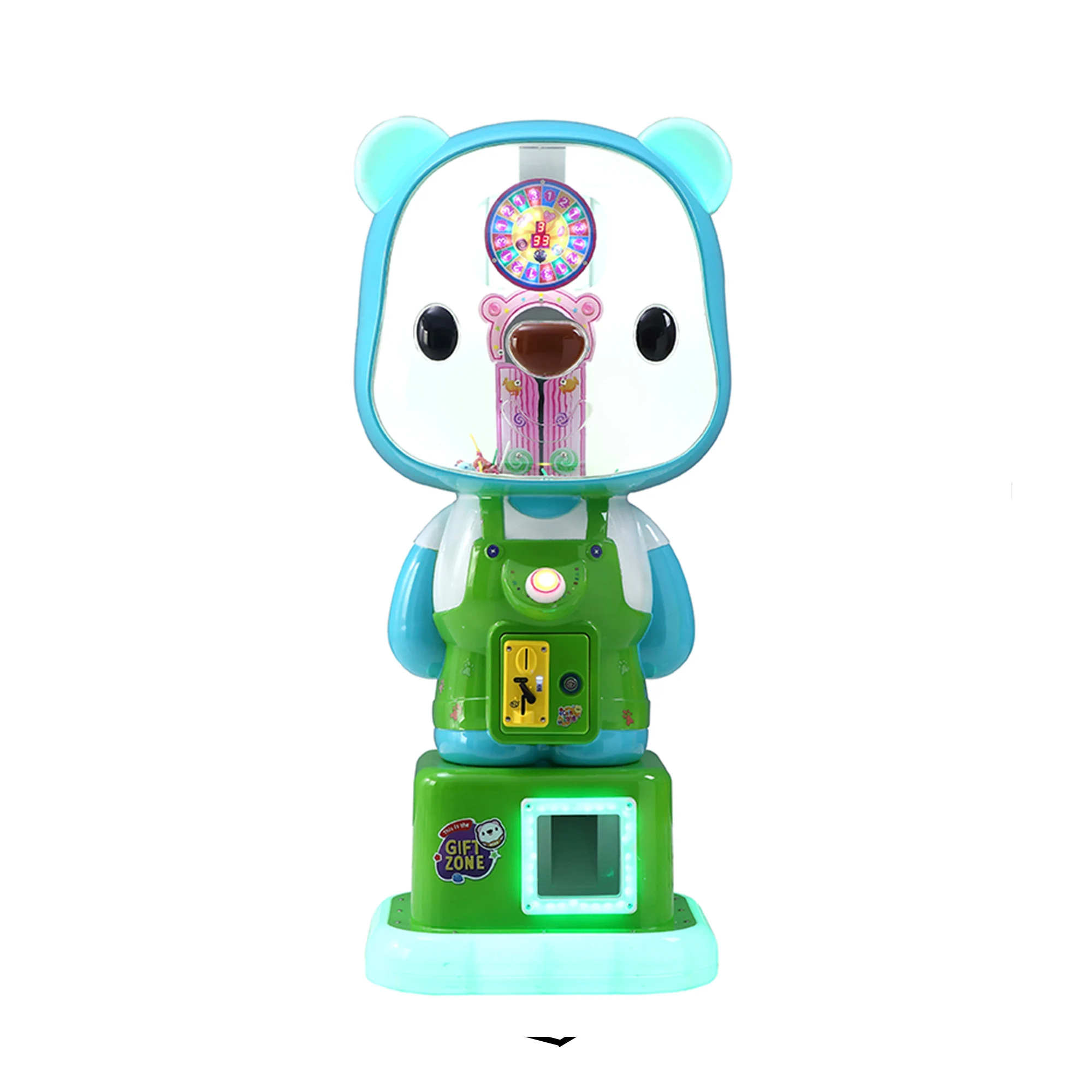 Cute Bear Candy Prize Game Machine Coin Operated Arcade Kids Gift 1 Year Warranty Manufactured for Ages 6+ English Language