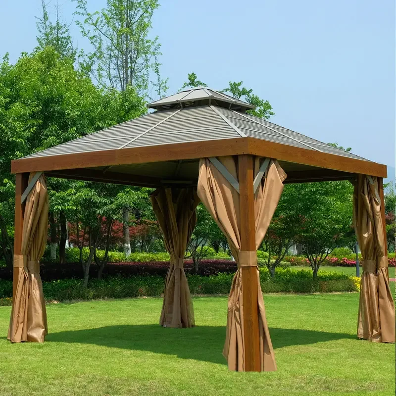 Hot Sale Kiosk Tent Outdoor Metal Cedar Hardroof Bbq Gazebo Outdoor Round Corner in Alluminio Canopy Replacement 3x3