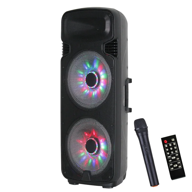 TB215 High Power 450W Double 15 Inch Bass Portable for Bluetooth Wireless Outdoor Trolley Speaker Handheld Microphone Blue Tooth