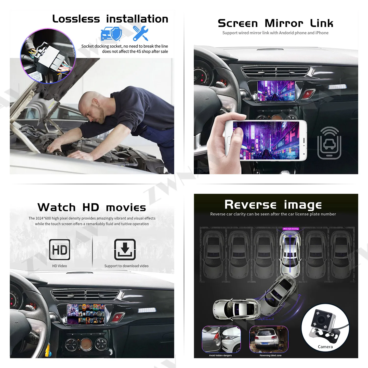 ZWNAV 4+64G Android 9.0 Car Multimedia DVD Player for Citroen C3 DS3 2010-2016 Car GPS Audio Radio Stereo Head Black Unit