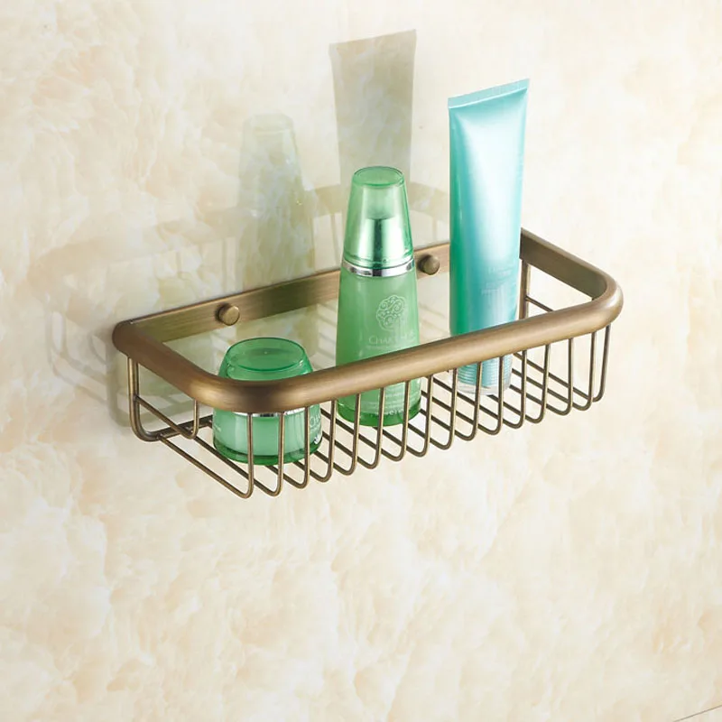 High Quality Brass Shower Shelf Shower Caddy Basket Bathroom Shampoo Holder